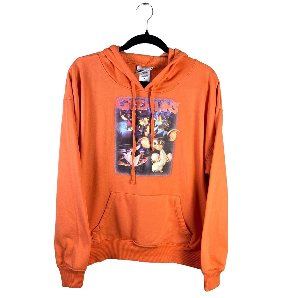 Gremlins Movie Hoodie Medium Orange Graphic Pullover Sweatshirt Grunge